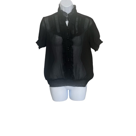 Voice Tops - Elegant Black Sheer Women's Top. Size: Large. Great Condition.